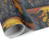 Haunted House Flying Witches Halloween Dark Cadeaupapier (Rol Hoek)