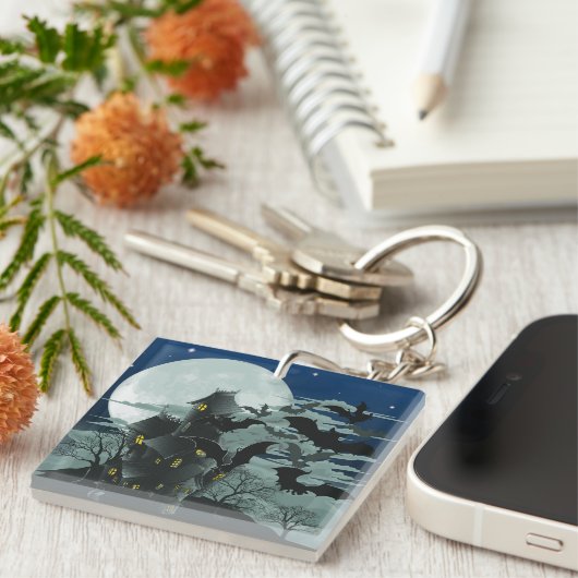 Haunted House Full Moon Keychain (Voorkant Rechts)