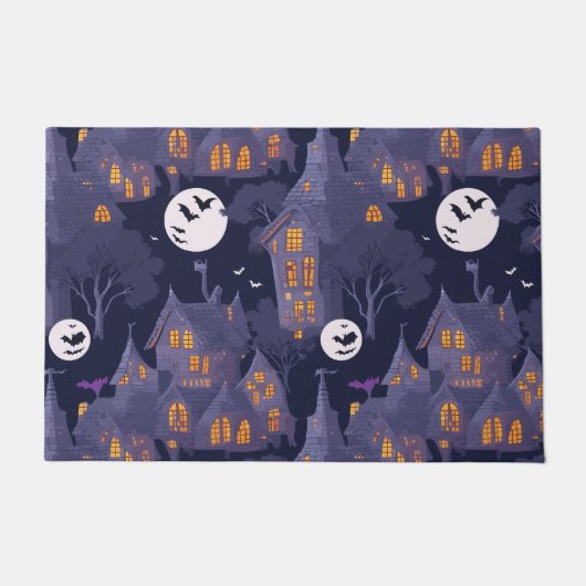 Haunted House Gepersonaliseerde Halloween Art Deurmat (Voorkant)
