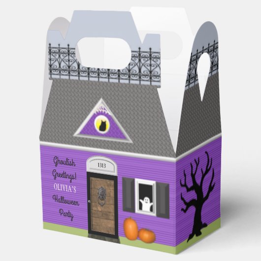 Haunted House Gepersonaliseerde Halloween Favor Bo Bedankdoosjes (Geopend)