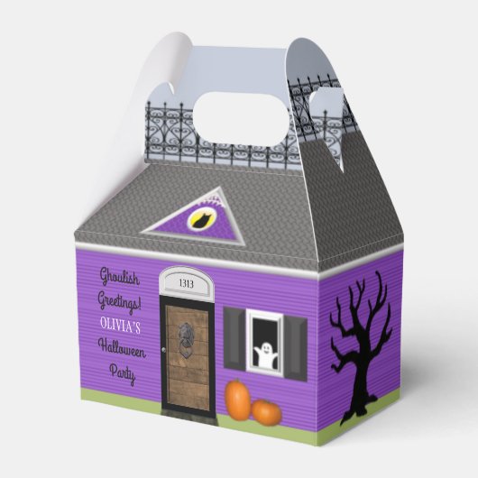 Haunted House Gepersonaliseerde Halloween Favor Bo Bedankdoosjes (Voorkant Zijde)