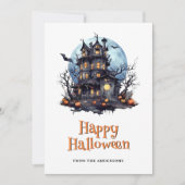 Haunted House Ghost Bats Halloween Kaart (Voorkant)