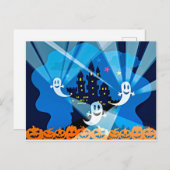 Haunted House, Ghost en Pumpkins Briefkaart (Voorkant / Achterkant)