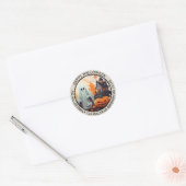 Haunted House, Ghost en Pumpkins Envelope Seal Ronde Sticker (Envelop)