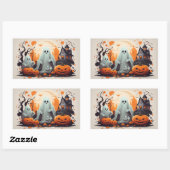 Haunted House, Ghost en Pumpkins Rechthoekige Sticker (Vel)