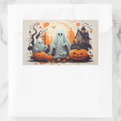 Haunted House, Ghost en Pumpkins Rechthoekige Sticker (Tas)