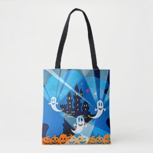 Haunted House, Ghost en Pumpkins Tote Bag