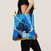 Haunted House, Ghost en Pumpkins Tote Bag (Dichtbij)