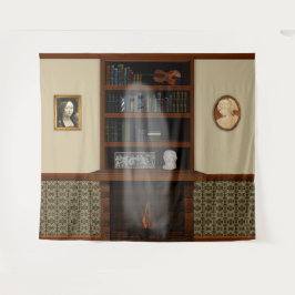 Haunted House Ghost Library Halloween Wandkleed