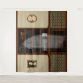 Haunted House Ghost Library Halloween Wandkleed (Voorkant)