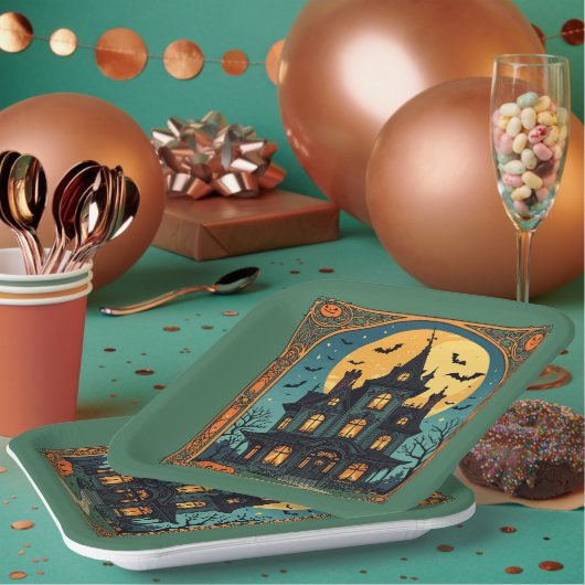 Haunted House - Gothic Grange Papieren Bordje (Multi)