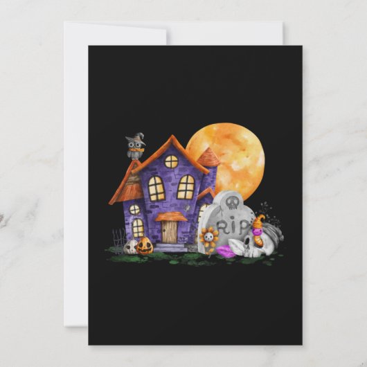 Haunted House Gravestone Halloween Party Kaart (Achterkant)