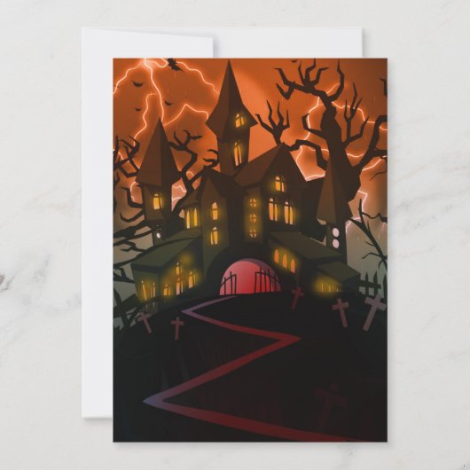 Haunted House Graveyard Halloween Party Kaart (Achterkant)
