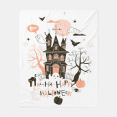 Haunted House "Ha Ha Happy Halloween" Fleece Deken (Voorkant)
