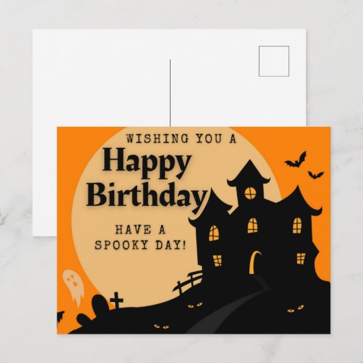 Haunted House Halloween Birthday Briefkaart (Voorkant / Achterkant)