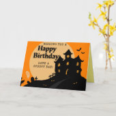 Haunted House Halloween Birthday Kaart (Gele Bloem)