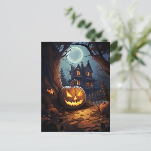 Haunted House Halloween Briefkaart (Staand voorkant)