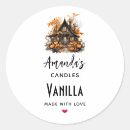 Haunted House Halloween Candle Business Ronde Sticker