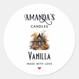 Haunted House Halloween Candle Business Ronde Sticker