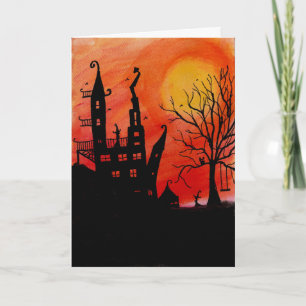 Haunted House Halloween Card Kaart