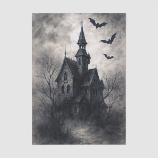 Haunted House Halloween Decoupage Tissue Paper Tissuepapier (Voorkant)