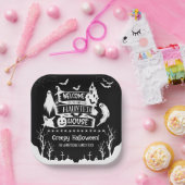 Haunted House Halloween Familie Papieren Bordje (Feest)