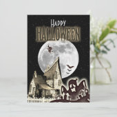 Haunted House Halloween-feestuitnodiging Kaart (Staand voorkant)