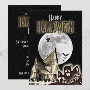  Haunted House Halloween-feestuitnodiging Kaart