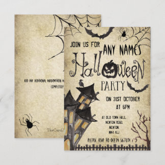 Haunted House Halloween-feestuitnodigingen Kaart