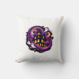 Haunted House Halloween geesten, pompoenen en vlee Kussen