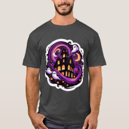 Haunted House Halloween geesten, pompoenen en vlee T-shirt