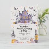Haunted House Halloween Housewarming Party Kaart (Staand voorkant)