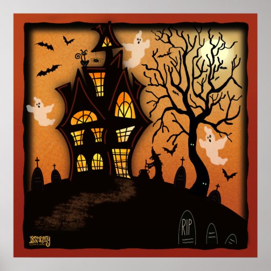 Haunted House Halloween Inspirivity Classroom Poster (Voorkant)