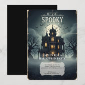 Haunted House Halloween Invitation Kaart - Spooky (Voorkant / Achterkant)