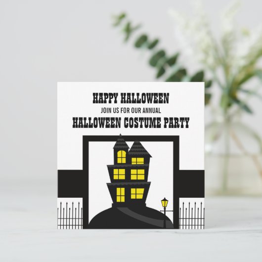 Haunted House Halloween Invite Kaart (Staand voorkant)