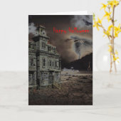 Haunted House Halloween Kaart (Gele Bloem)