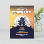 Haunted House Halloween Kostuum Feest Uitnodiging (Staand voorkant)