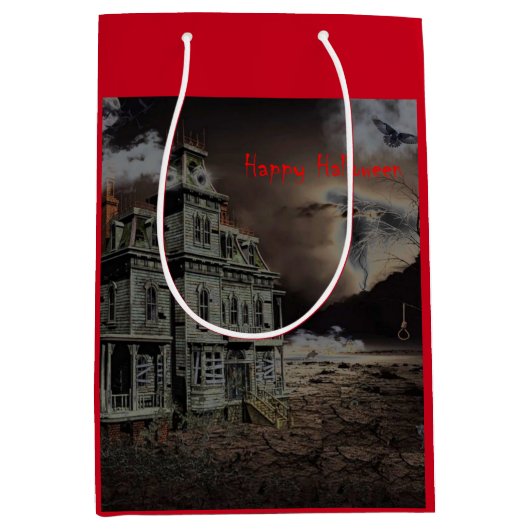 Haunted House Halloween Medium Cadeauzakje (Voorkant)