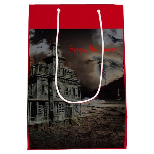 Haunted House Halloween Medium Cadeauzakje (Achterkant)