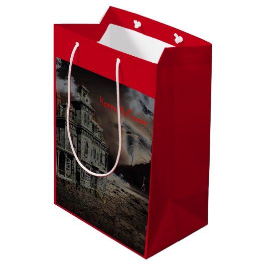 Haunted House Halloween Medium Cadeauzakje (Achterkant Gekanteld)