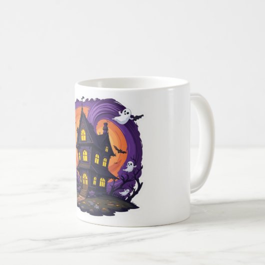 Haunted House Halloween Mok – Spooky Gothic Mansio (Voorkant rechts)