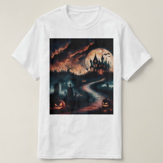 Haunted House Halloween Night T-shirt (Design voorkant)