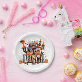 Haunted House Halloween Papieren Bordje (Feest)