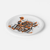 Haunted House Halloween Papieren Bordje (Gekanteld)