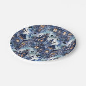 Haunted House Halloween Papieren Bordje (Gekanteld)