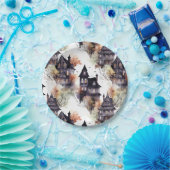 Haunted House Halloween Papieren Bordje (Feest)