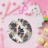 Haunted House Halloween Papieren Bordje (Feest)