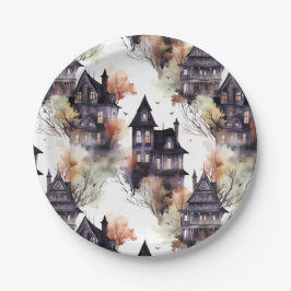 Haunted House Halloween Papieren Bordje