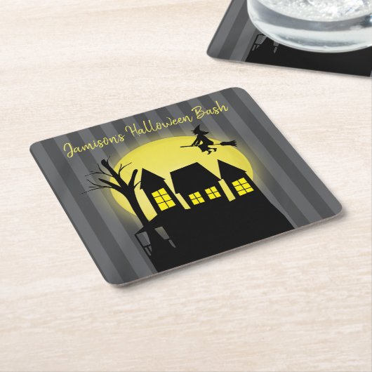 Haunted House Halloween Party Custom Kartonnen Onderzetters (Schuin)