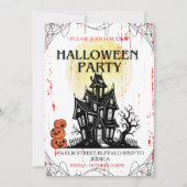 Haunted House Halloween Party Invitation! Kaart (Voorkant)
